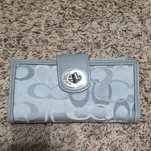 Coach Gray Signature C Turnlock Slim Envelope Wallet w/checkbook Cover